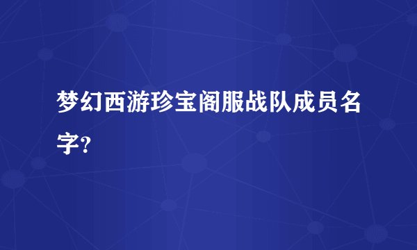 梦幻西游珍宝阁服战队成员名字？