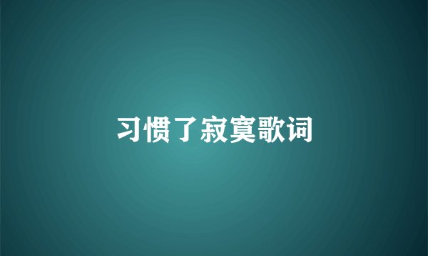 习惯了寂寞歌词