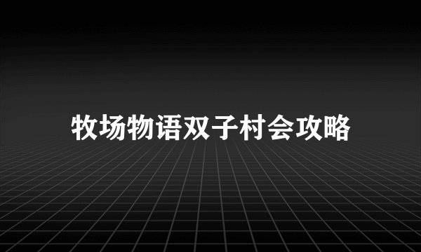 牧场物语双子村会攻略