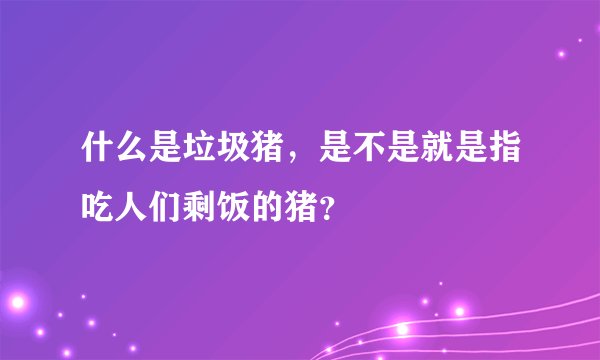 什么是垃圾猪，是不是就是指吃人们剩饭的猪？