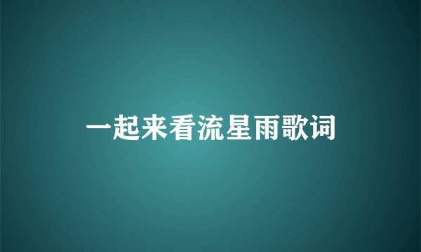 一起来看流星雨歌词