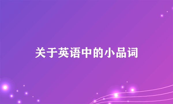 关于英语中的小品词