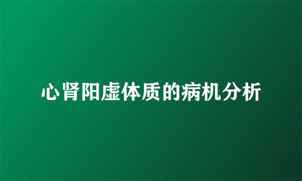心肾阳虚体质的病机分析