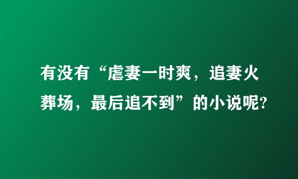 有没有“虐妻一时爽，追妻火葬场，最后追不到”的小说呢?