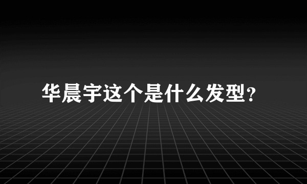 华晨宇这个是什么发型？