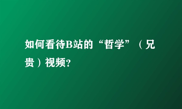 如何看待B站的“哲学”（兄贵）视频？