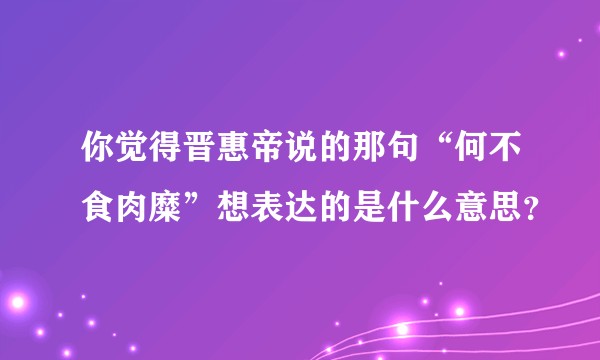 你觉得晋惠帝说的那句“何不食肉糜”想表达的是什么意思?
