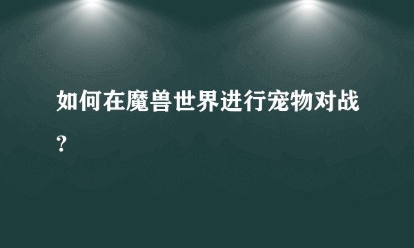 如何在魔兽世界进行宠物对战？