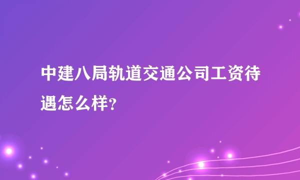 中建八局轨道交通公司工资待遇怎么样？