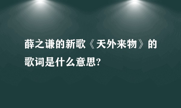 薛之谦的新歌《天外来物》的歌词是什么意思?