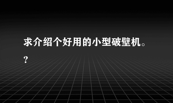 求介绍个好用的小型破壁机。?