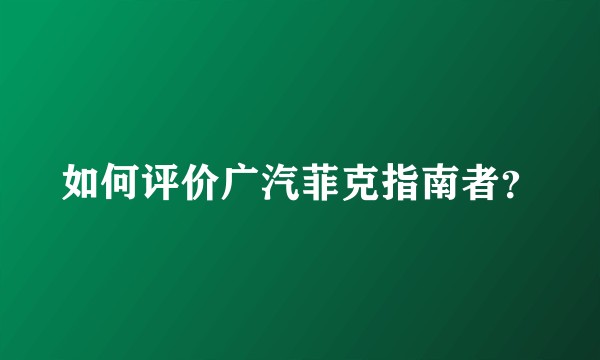 如何评价广汽菲克指南者？