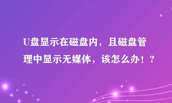 U盘显示在磁盘内，且磁盘管理中显示无媒体，该怎么办！?