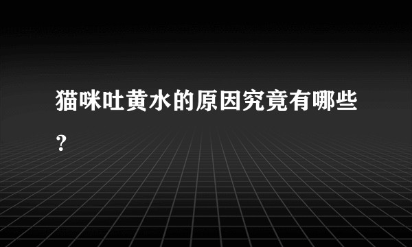 猫咪吐黄水的原因究竟有哪些？