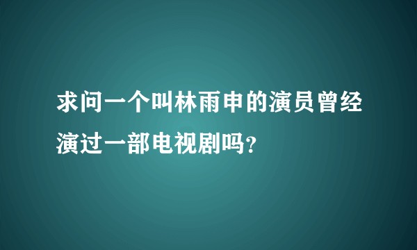 求问一个叫林雨申的演员曾经演过一部电视剧吗？