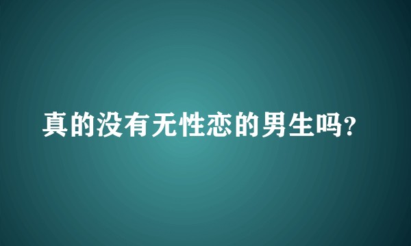 真的没有无性恋的男生吗？