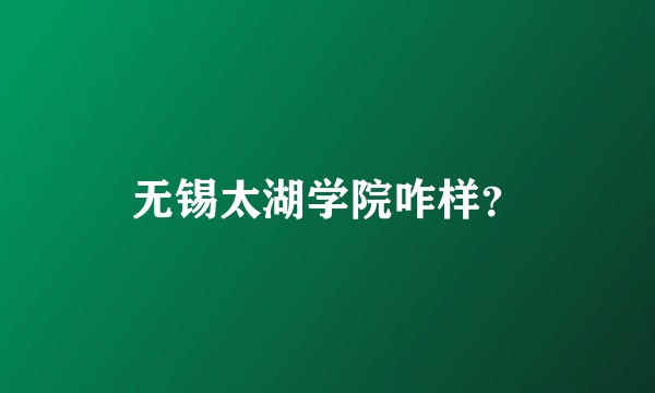无锡太湖学院咋样？