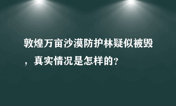 敦煌万亩沙漠防护林疑似被毁，真实情况是怎样的？