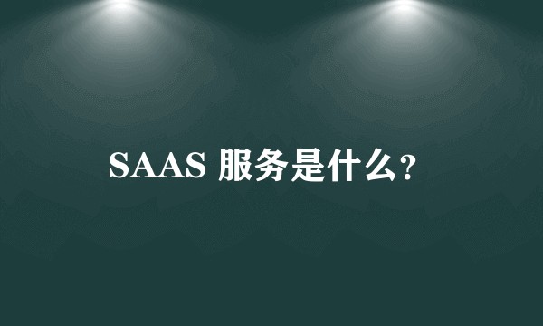 SAAS 服务是什么？