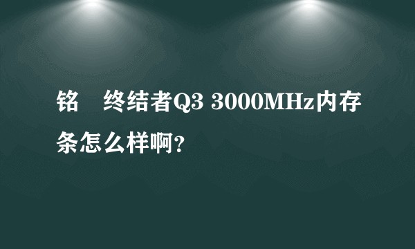 铭瑄终结者Q3 3000MHz内存条怎么样啊？