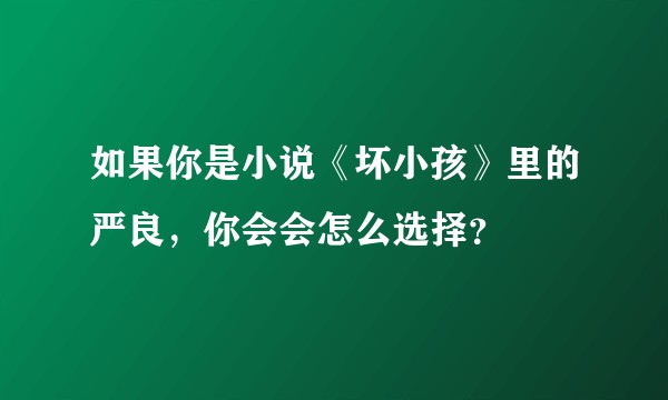 如果你是小说《坏小孩》里的严良，你会会怎么选择？