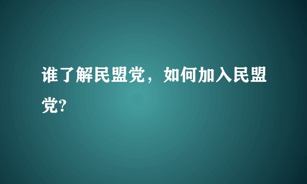 谁了解民盟党，如何加入民盟党?