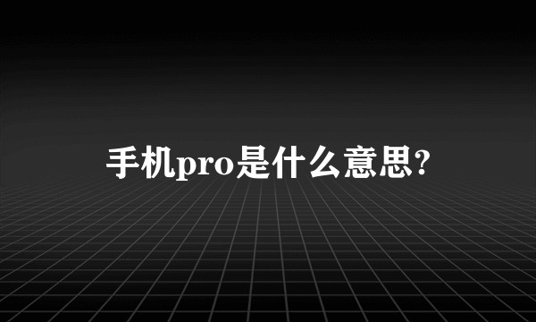 手机pro是什么意思?