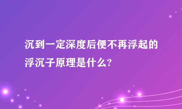 沉到一定深度后便不再浮起的浮沉子原理是什么?