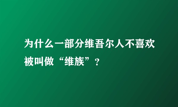 为什么一部分维吾尔人不喜欢被叫做“维族”？