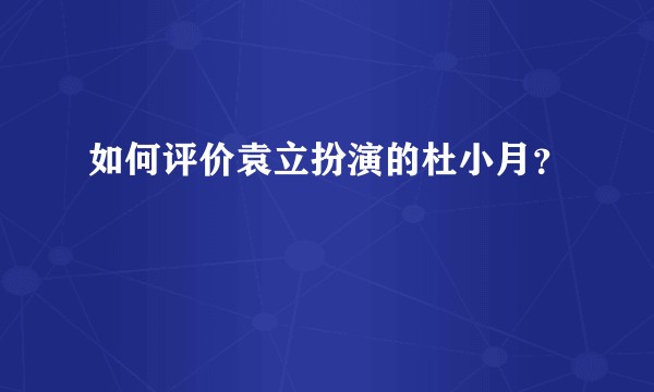 如何评价袁立扮演的杜小月？