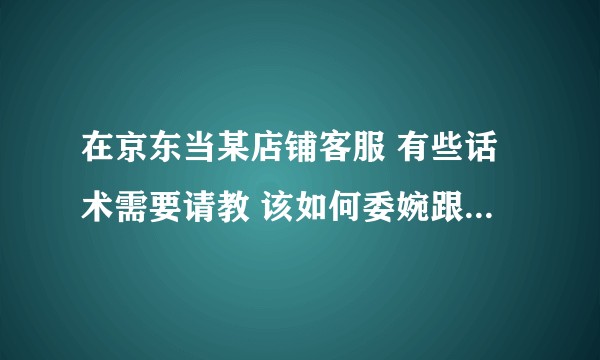 在京东当某店铺客服 有些话术需要请教 该如何委婉跟买家说?