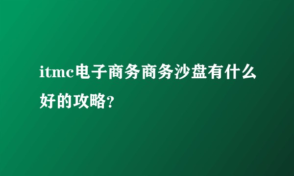 itmc电子商务商务沙盘有什么好的攻略？
