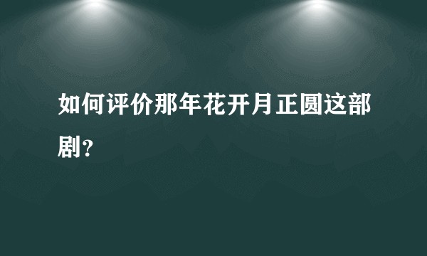 如何评价那年花开月正圆这部剧？