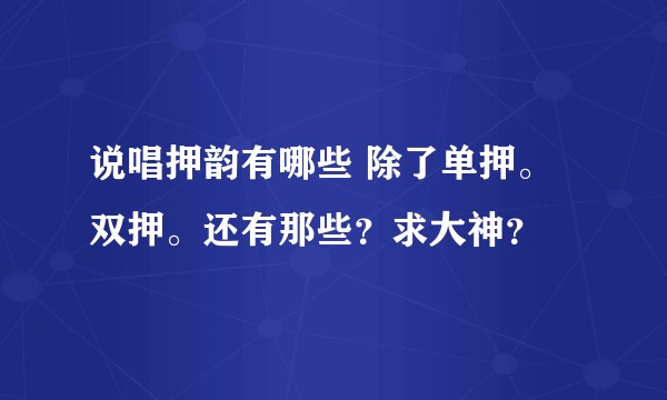 说唱押韵有哪些 除了单押。双押。还有那些？求大神？