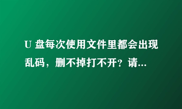 U 盘每次使用文件里都会出现乱码，删不掉打不开？请问该如何解决是好？