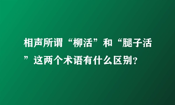 相声所谓“柳活”和“腿子活”这两个术语有什么区别？