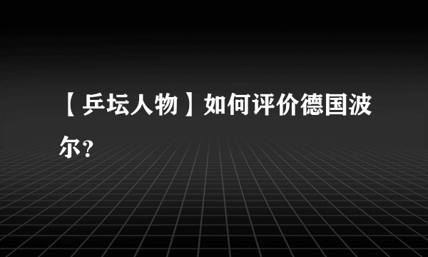 【乒坛人物】如何评价德国波尔？