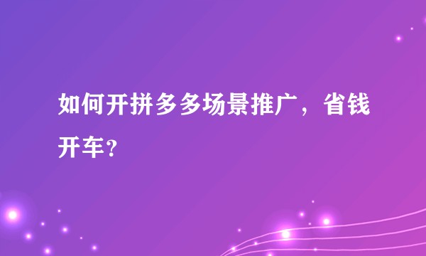 如何开拼多多场景推广,省钱开车?