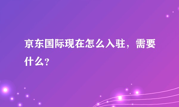 京东国际现在怎么入驻，需要什么？