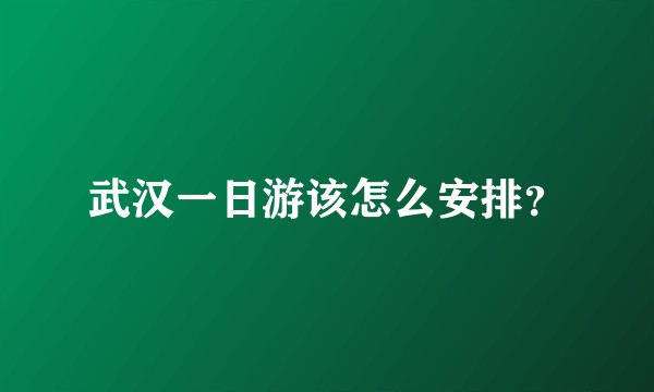 武汉一日游该怎么安排？