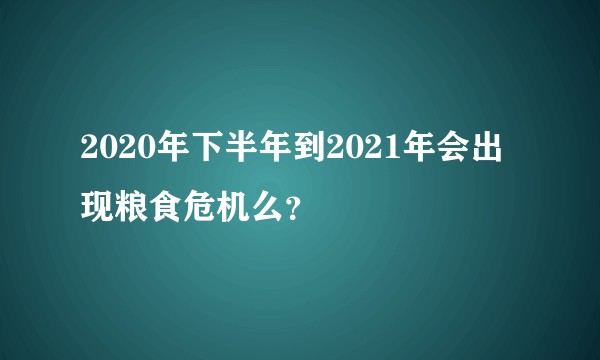 2020年下半年到2021年会出现粮食危机么？