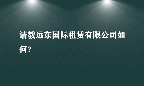 请教远东国际租赁有限公司如何?