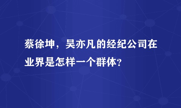 蔡徐坤，吴亦凡的经纪公司在业界是怎样一个群体？