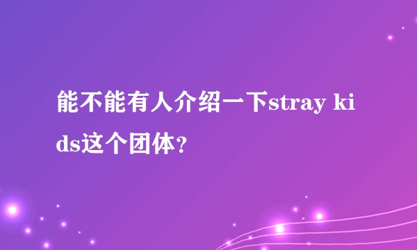 能不能有人介绍一下stray kids这个团体?