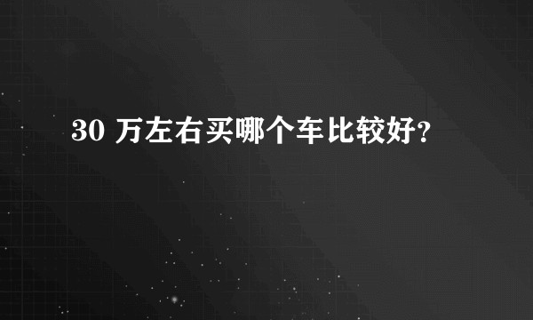 30 万左右买哪个车比较好？