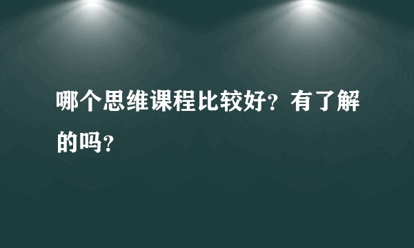 哪个思维课程比较好？有了解的吗？