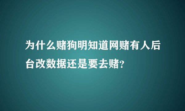 为什么赌狗明知道网赌有人后台改数据还是要去赌？