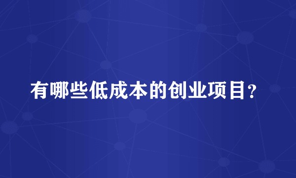 有哪些低成本的创业项目？