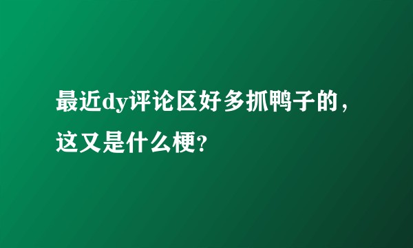 最近dy评论区好多抓鸭子的，这又是什么梗？