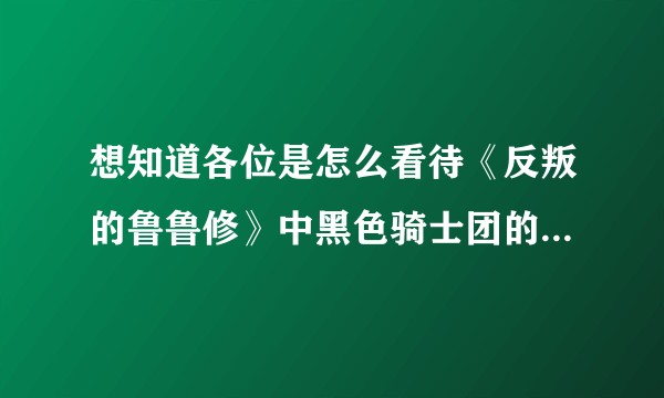 想知道各位是怎么看待《反叛的鲁鲁修》中黑色骑士团的背叛,以及朱雀这个人物的?